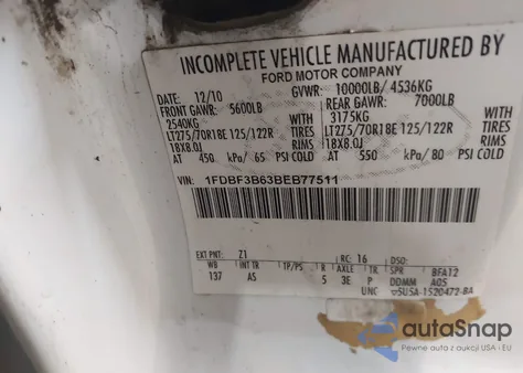 2011 Ford F-350 Xl from USA, damaged, VIN 1FDBF3B63BEB77511